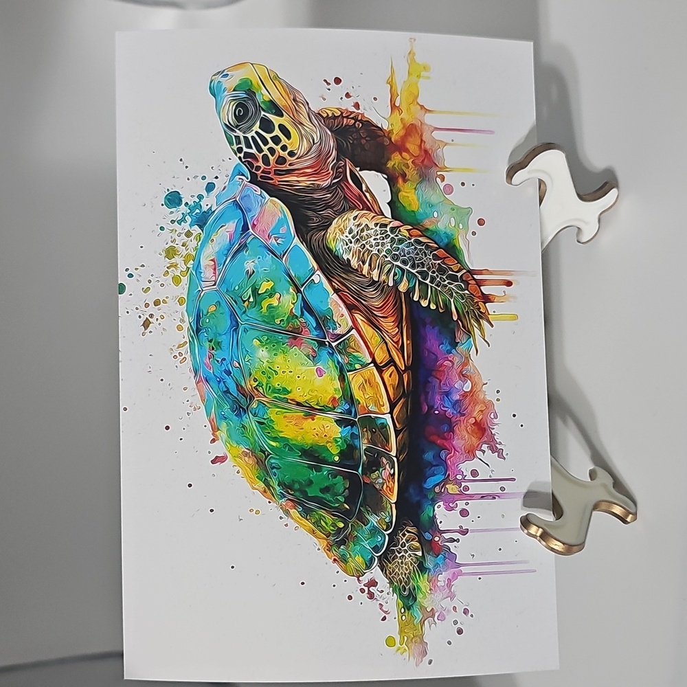 4x6 Painted Turtle Watercolor Oil Painting Wildlife Glossy Print‎
